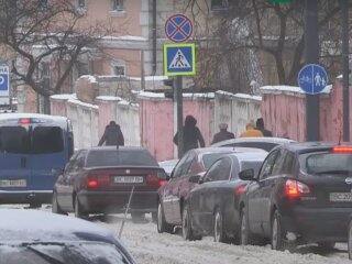 Снегопад во Львове, скриншот с видео