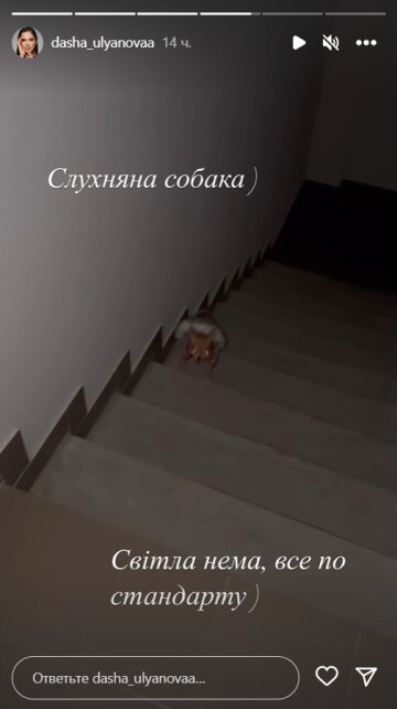 Stories Даші Ульянової, скріншот: Instagram