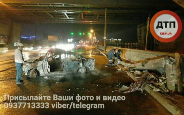 Опубликовано видео с места огненного ДТП в Киеве