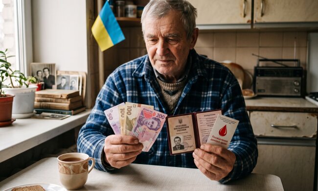 пенсіонер гривні донорство доплата
