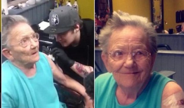 Бабуля сбежала из дома престарелых и набила тату (видео)