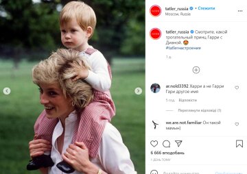 Принцесса Диана и Гарри, instagram.com/tatler