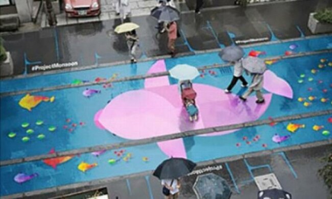 У Південній Кореї створюють мурали, які помітні лише під дощем (фото)