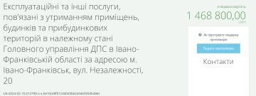 Тендер на закупівлю експлуатаційних послуг / фото: скріншот Prozorro