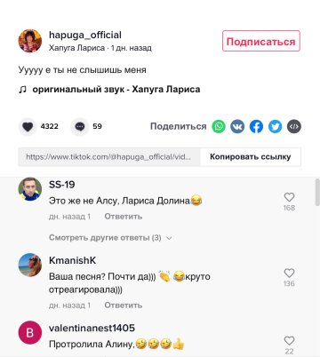 Скриншот комментариев, фото: TikTok