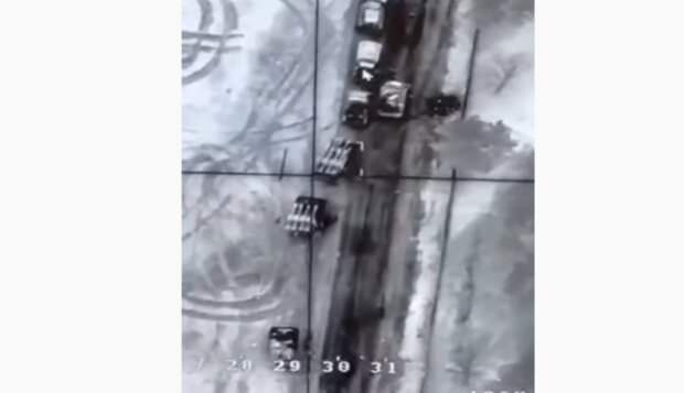 Уничтожение русской колонны, кадр из видео
