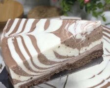 Торт "Зебра" без випічки: фото скрін рецепту