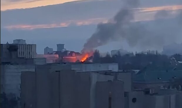 пожар на проспекте Победы в Киеве