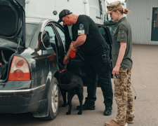 Прикордонник перевіряє документи на виїзд за кордон