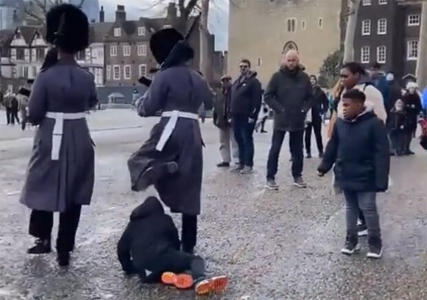 Королівські гвардійці промарширували по дитині, скріншот