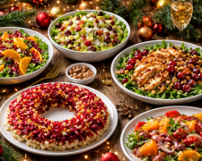 Новогодний стол, салаты, изображения: Знай.ua