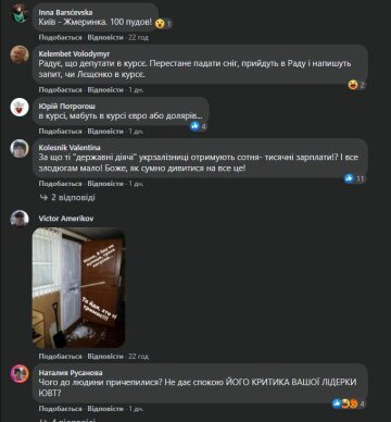 Комментарии к публикации, скриншот: Facebook