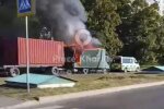 Вантажівка, уражена FPV-дроном у Салтівському районі Харкова
