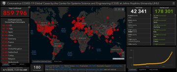 Коронавирус в мире по состоянию на 1 апреля, gisanddata.maps.arcgis.com