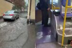 Затопленная улица в Днепре после сильного дождя