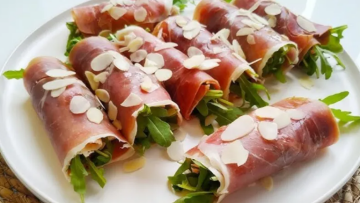 Закуска с хамоном и хурмой, кадр с видео