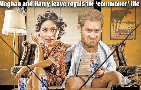 Халат, бигуди и пиво: принцу Гарри и Меган Маркл в сети "отомстили" мемами за выход из королевской семьи