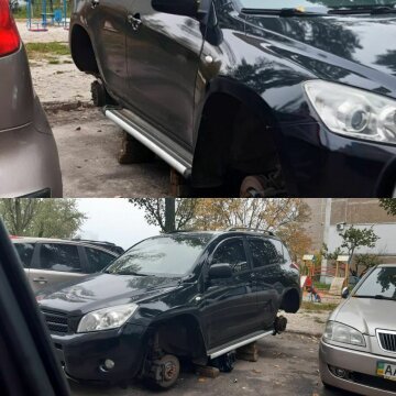 У Києві водій залишився без коліс на Троєщині, фото: соціальні мережі