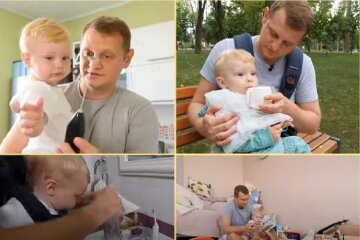 Перший тато в декреті Сергій і його син Тимофій, скріншот: YouTube