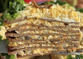 Печеночный торт с грибами: фото скрин рецепта