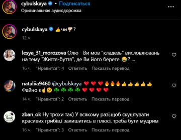 Комментарии к публикации, скриншот: Instagram