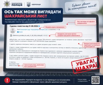 Кіберполіція попереджає про шахрайські листи від імені держорганів