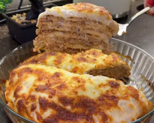 Млинцевий торт-лазанья: фото скрін рецепту