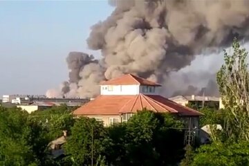 Вибух на складі боєприпасів рф. Фото: скриншот Twitter