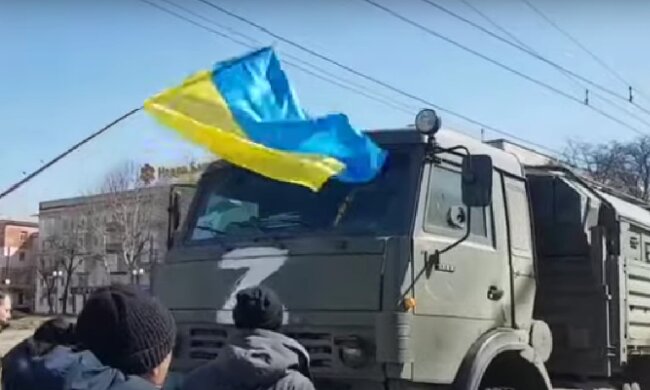 Оккупанты на улицах Украины. Фото: скрин youtube