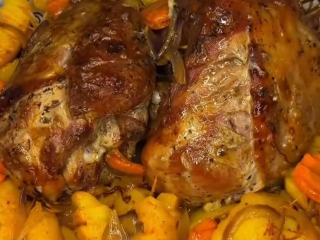 Індичі гомілки з овочами: фото скрін рецепту