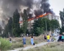 Пожежа у Новій Каховці, скріншот відео