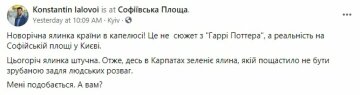 Українці розлютилися на новорічну ялинку в Києві, фото: скріншот