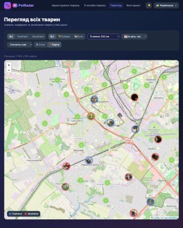 Как работает PetRadar (интерактивная карта): фото Treads