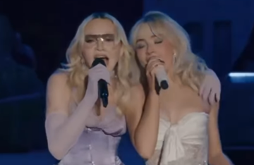 Сабрина Карпентер и Мадонна, кадр с видео