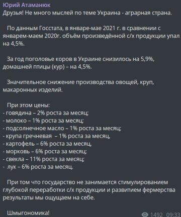 Публикация Юрия Атаманюка: Telegram