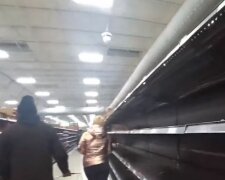 Порожні полиці магазину, скріншот: YouTube