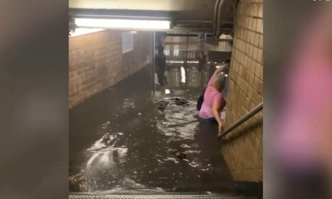 Потоп в Нью-Йорке, фото: скриншот из видео