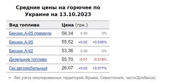 Цены на топливо. Фото: скрин Минфин