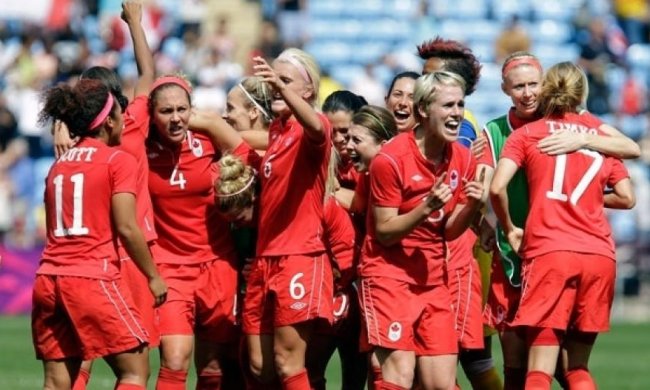 Канадские футболистки зарядили тренеру тортом в лицо