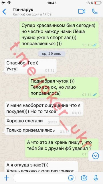 Переписка Алексея Гончарука с пранкером, Telegram