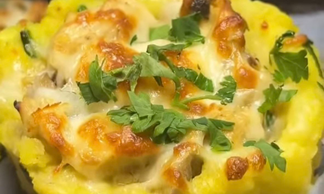 Жульєн в картопляних гніздечках: фото скрін рецепту