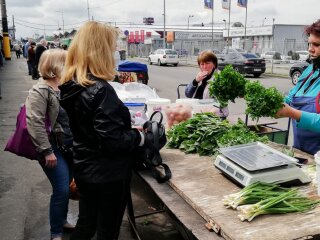 Люди покупают укроп и петрушку