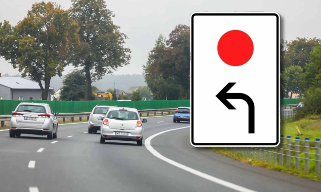 Знак із червоною крапкою та стрілкою : фото Avtomob