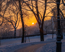 Киев, зима, рассвет, фото из соцсетей