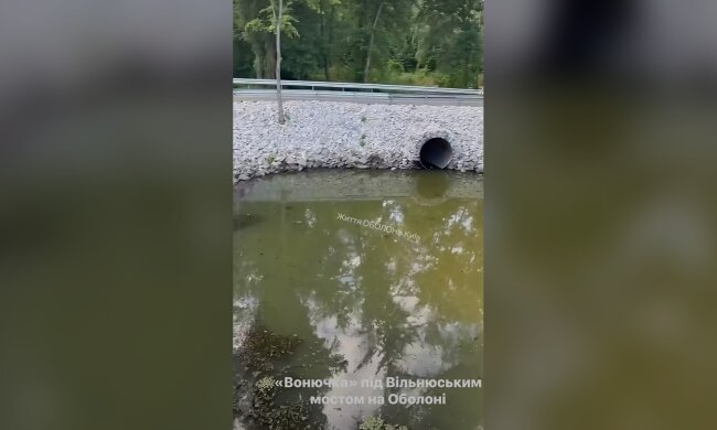 Каналізаційний стік у затоці Оболонь біля Вільнюського мосту