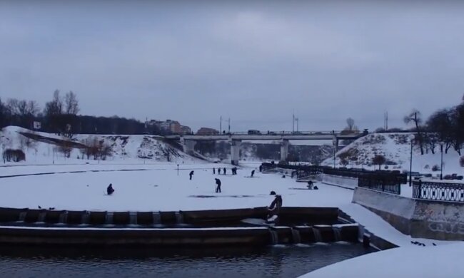 зимняя речка, скриншот с видео