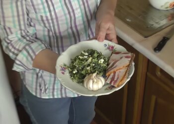 Салат из крапивы и одуванчиков, кадр из видео-рецепта