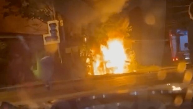 Взрыв автомобиля Дугиной, скриншот с видео