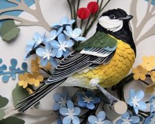 Кольорові скульптури із паперу не відрізнити від живих птахів (фото)