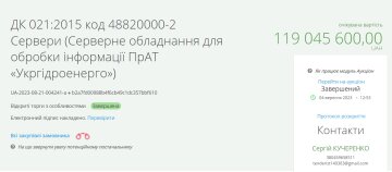 Тендер на закупівлю "Укргідроенерго". Фото: скрін Прозорро